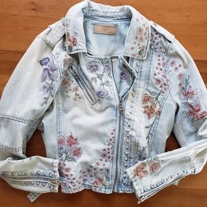 Embroidered and Studded Denim Jacket Womens Size L